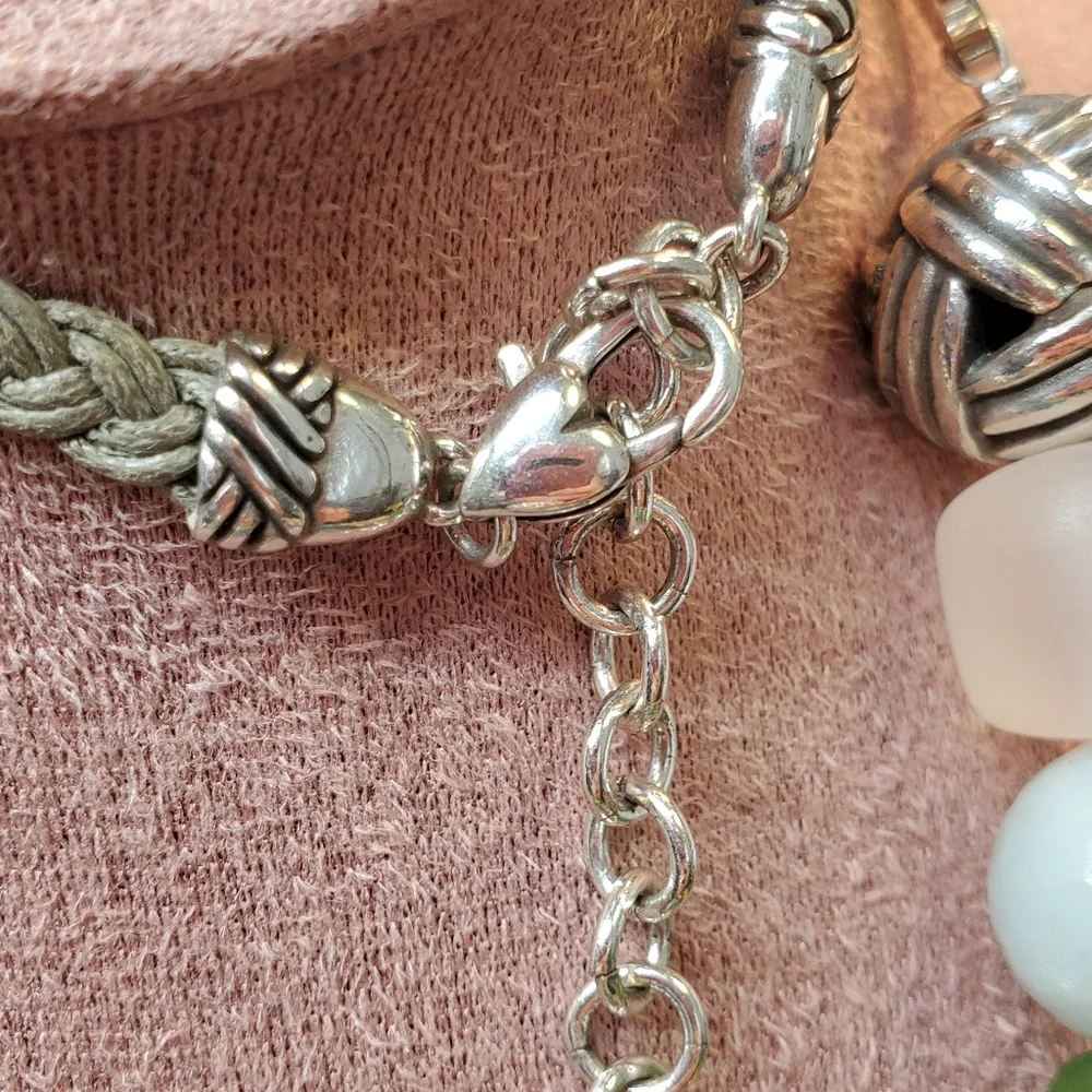 Brighton Necklace Sea Candy Long Beaded Corded Necklce In SILVERTONE